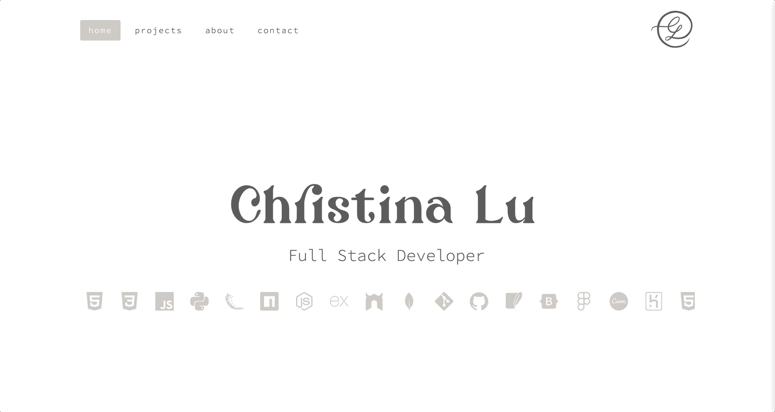Mockup of personal portfolio home page
